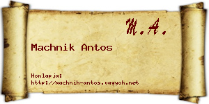 Machnik Antos névjegykártya